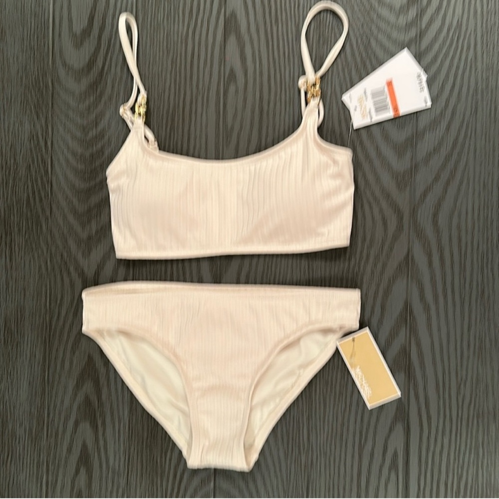 Michael Kors Cream Bikini Set with Gold Accents